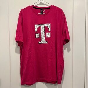T-Mobile Magenta Pink Baseball Logo Graphic T-Shirt Mens 2XL Short Sleeve Tee